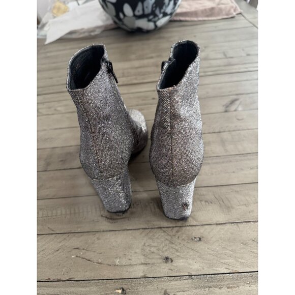 SAINT LAURENT Loulou Babies Metallic Zip Ankle Boots Booties Ciad Silver 38.5 - Picture 7 of 10